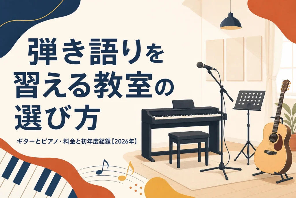 弾き語りを習える教室の選び方を解説する記事のアイキャッチ