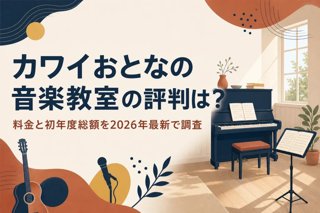 カワイおとなの音楽教室の評判と料金を解説する記事のアイキャッチ