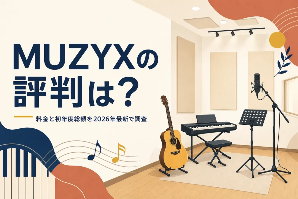 MUZYXの評判と料金を解説する記事のアイキャッチ