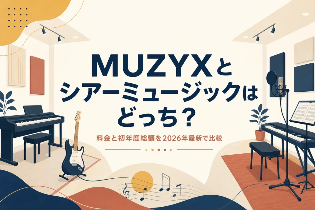 MUZYXとシアーミュージックの違いを比較する記事のアイキャッチ