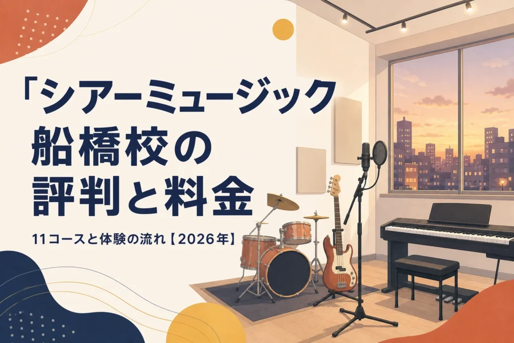 シアーミュージック船橋校の評判と料金を解説する記事のアイキャッチ