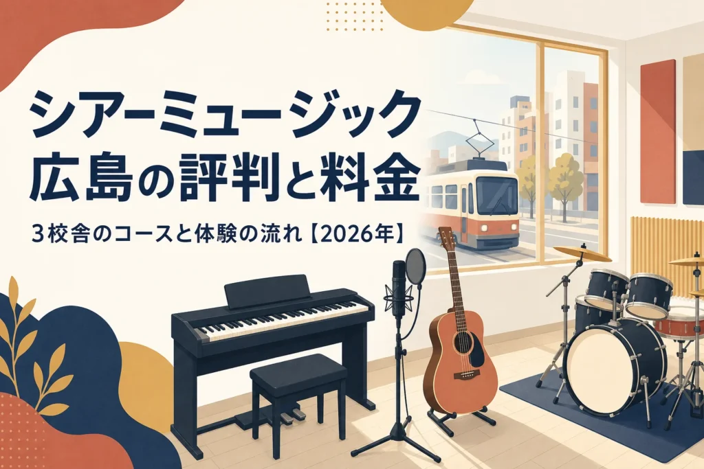 シアーミュージック広島の評判と料金を解説する記事のアイキャッチ
