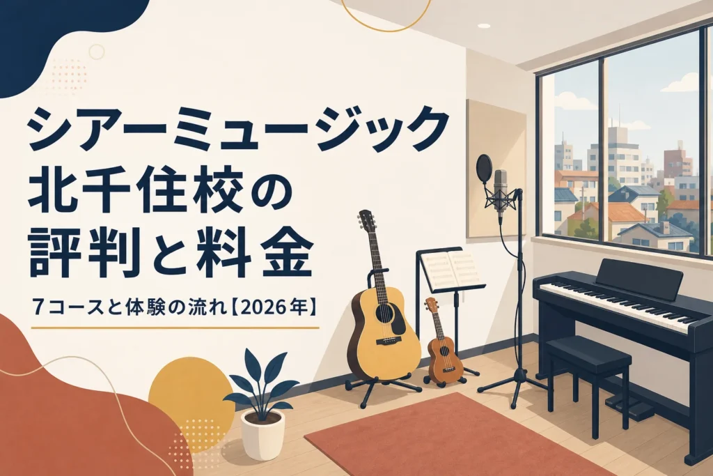 シアーミュージック北千住校の評判と料金を解説する記事のアイキャッチ