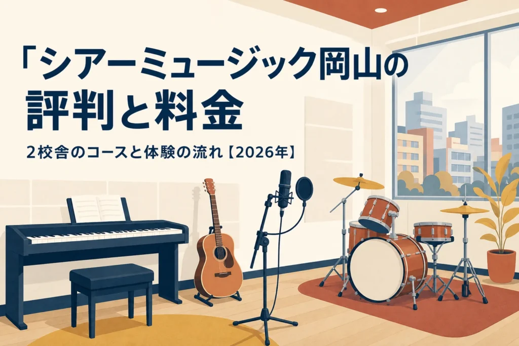 シアーミュージック岡山の評判と料金を解説する記事のアイキャッチ