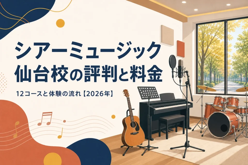 シアーミュージック仙台校の評判と料金を解説する記事のアイキャッチ