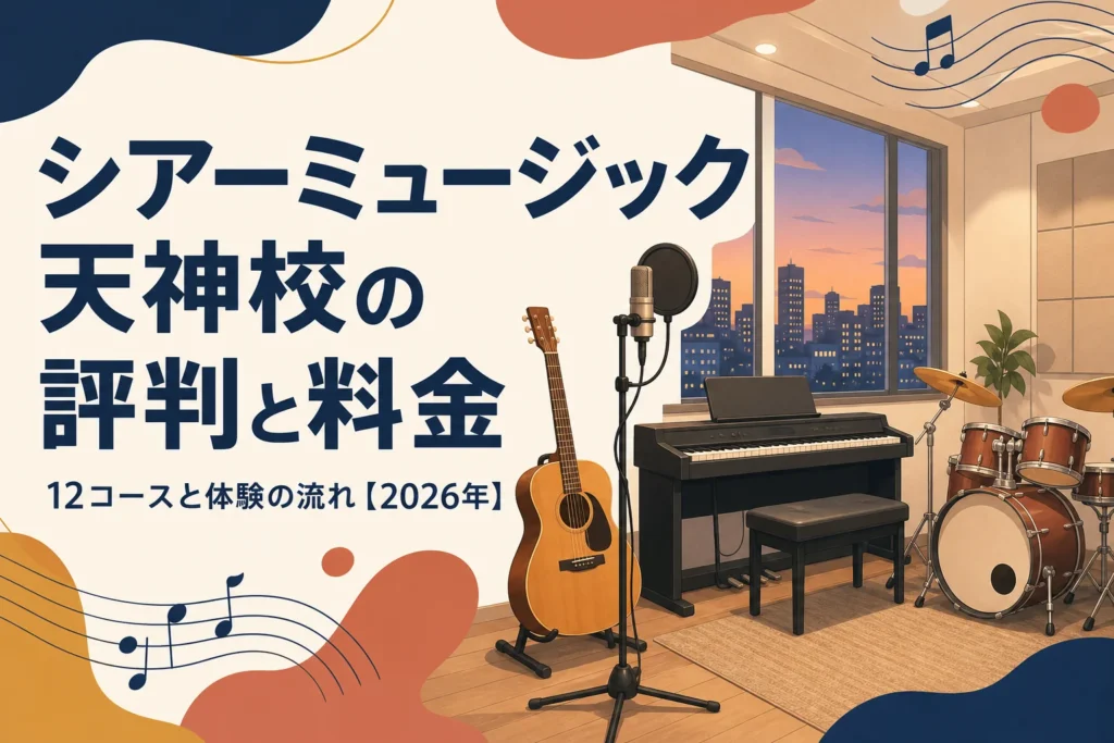 シアーミュージック福岡天神校の評判と料金を解説する記事のアイキャッチ
