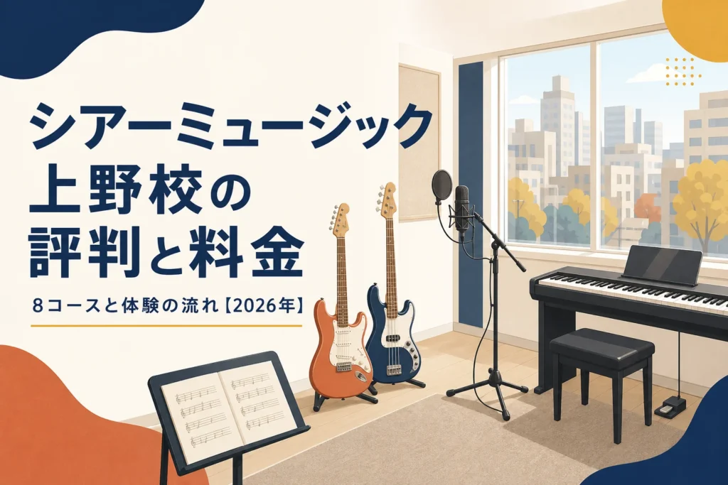 シアーミュージック上野校の評判と料金を解説する記事のアイキャッチ
